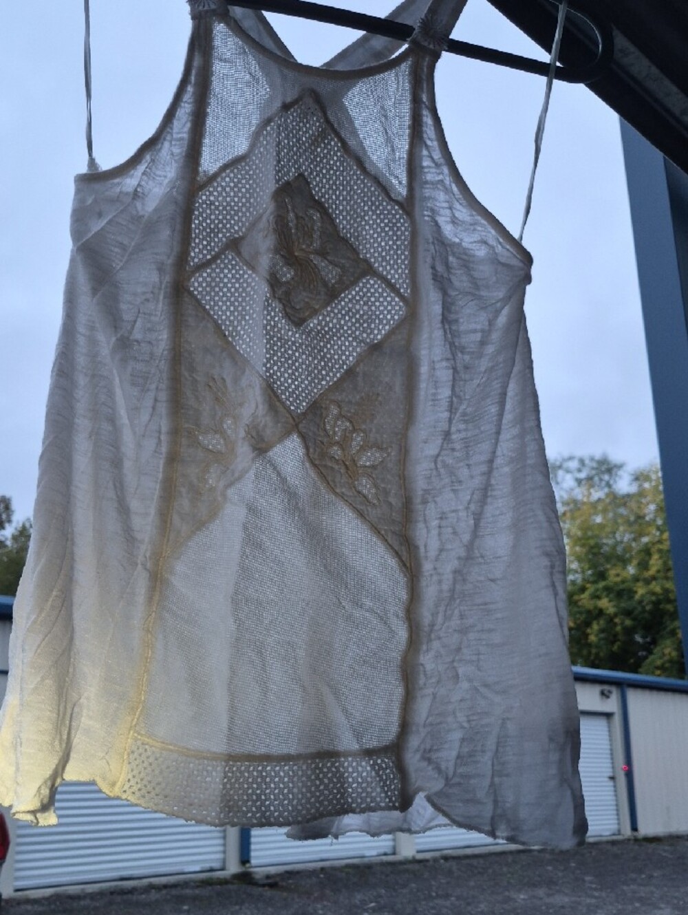 Free People-Women’s Cream Embroidered Tank Top